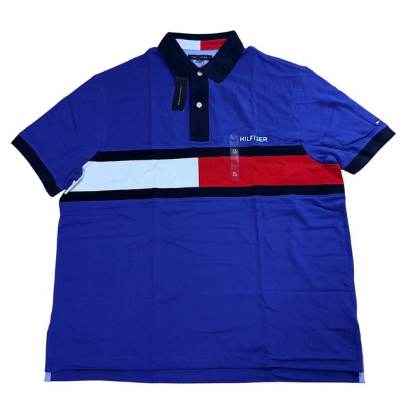 Tommy Hilfiger Other - Tommy Hilfiger Polo Shirt Men XL Blue New Mesh Pique Colorblock Vented Hem